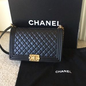 Authentic Chanel Boy Flap Bag in New Medium Black